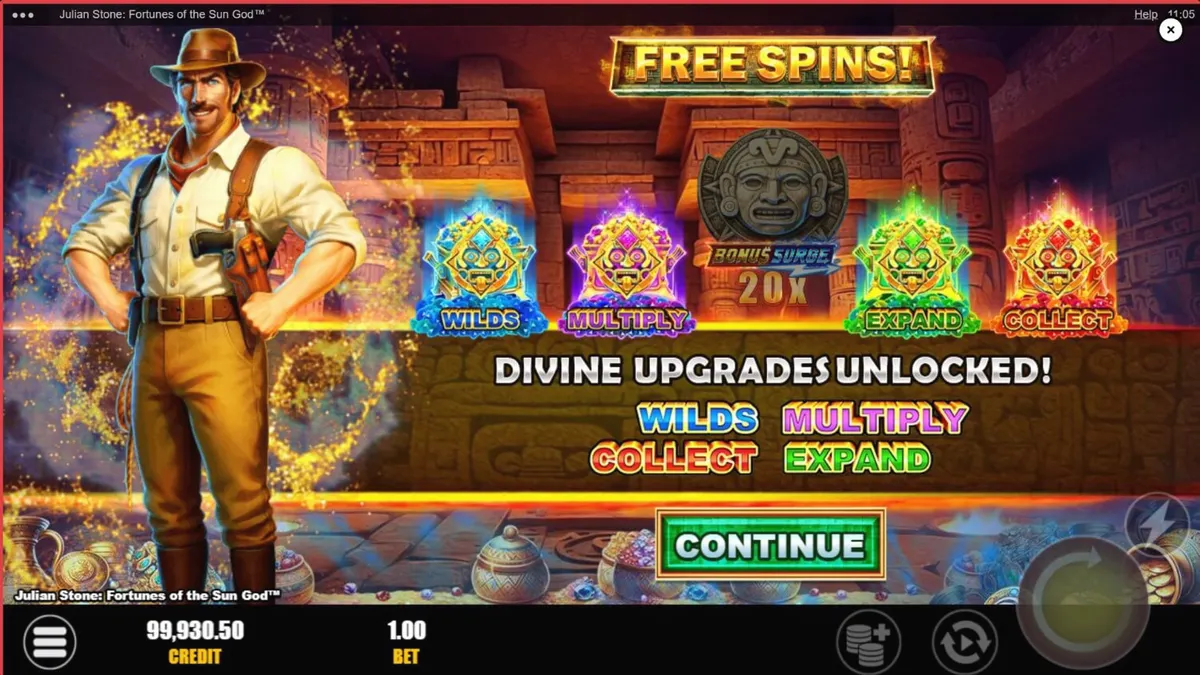 Pemandangan hutan Aztec kuno dalam slot Julian Stone: Fortunes of the Sun God