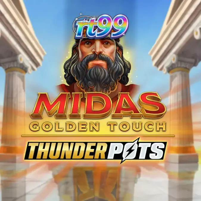 Tampilan visual slot Midas Golden Touch: Thunder Pots dengan elemen emas dan simbol mitologi.